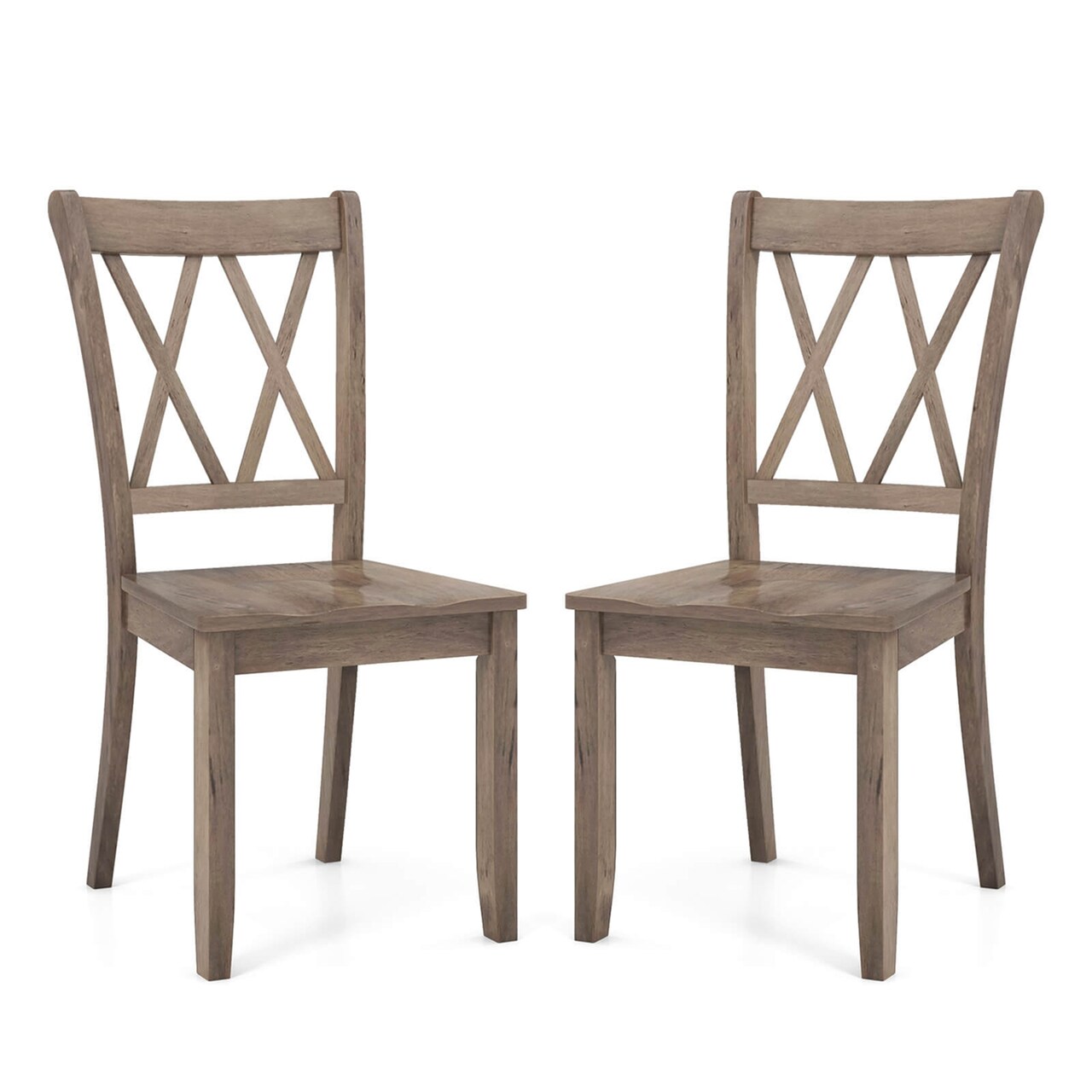 Costway Wooden Dining Chairs Set of 2/4 with Ergonomic Seat Rubber Wood Frame & High Backrest